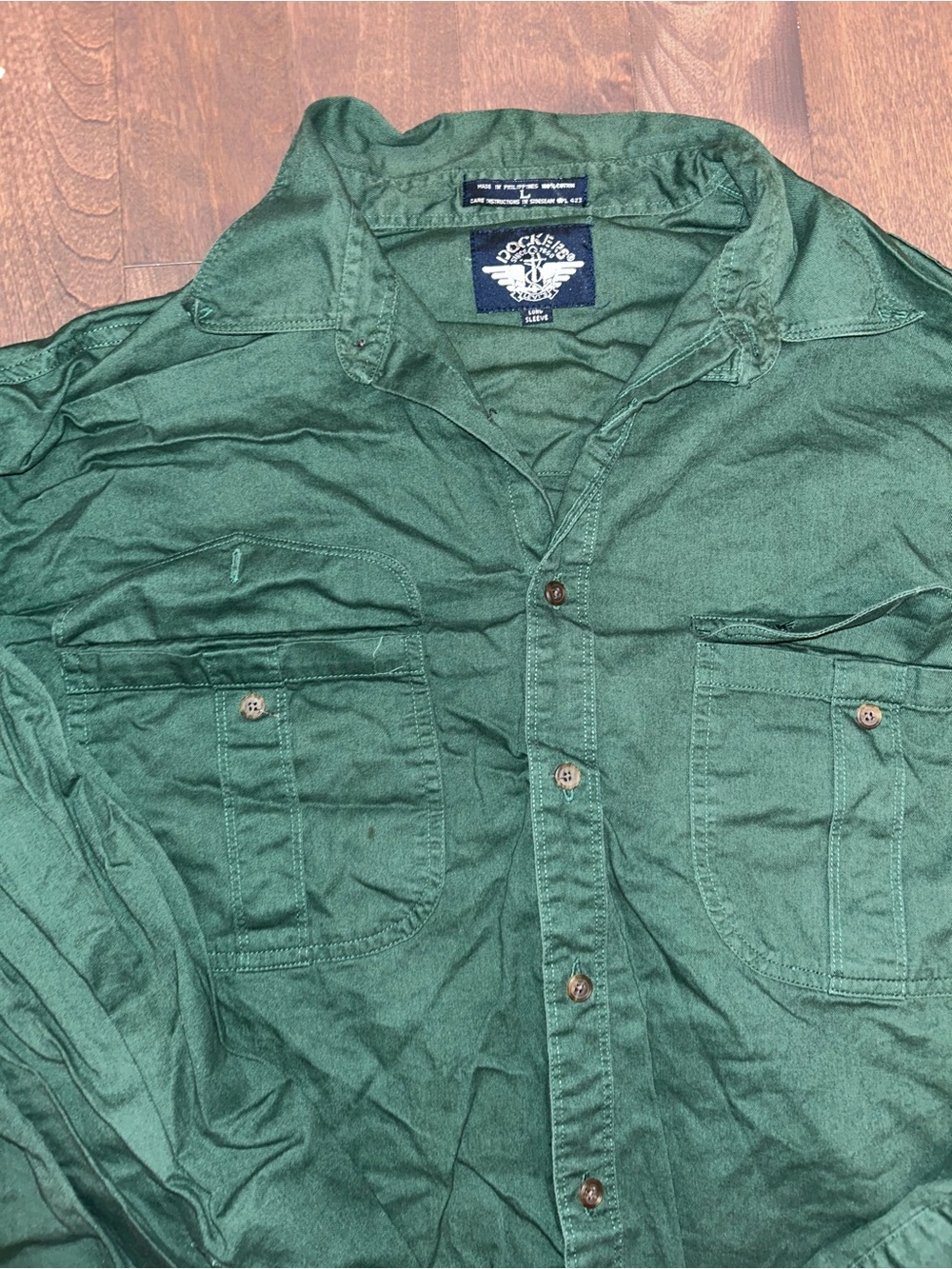 Dockers Men's Dark Green Button-Down Work Shirt